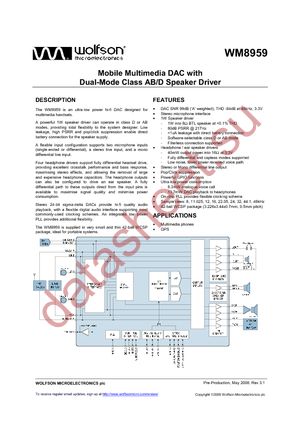 WM8959ECS/RV datasheet  